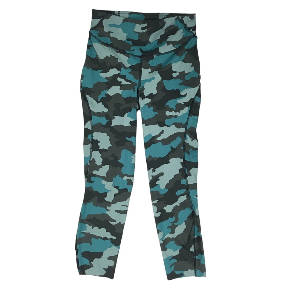 Lululemon Base Pace Hi-Rise Crop 23" Legging Camo NuLux Tidewater Teal Gray 8
